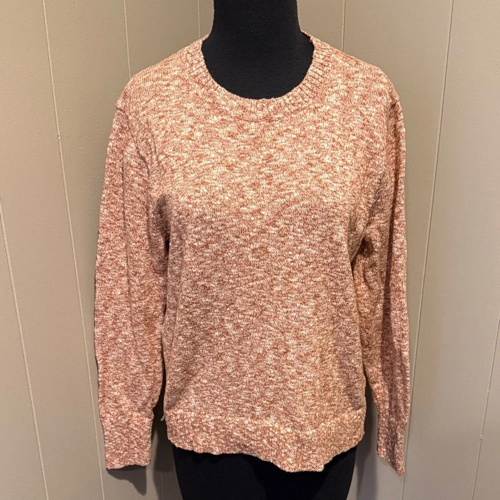 J. Crew Women's Small Speckled Knit Sweater - Rusty Orange and White